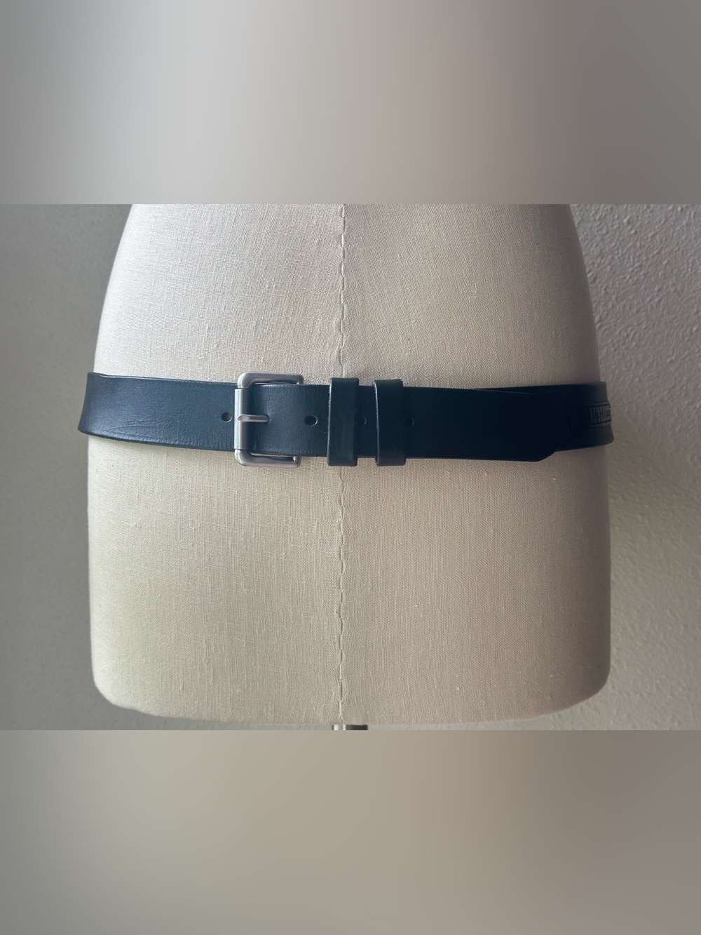 Polo Ralph Lauren Mens Black Leather Casual Belt Roller Buckle Logo Stitched 44